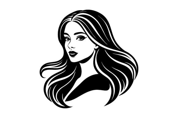 Beautiful Girl Face Profile Silhouette in Graphic Design