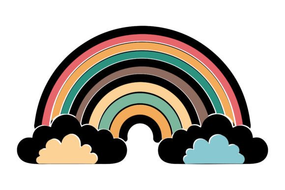 Boho Rainbow in the Sky Black Silhouette: A Timeless Design for Creative Projects