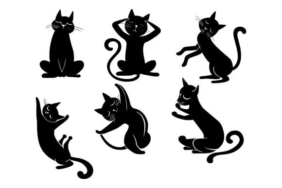 Cartoon Silhouettes of Cats and Dogs