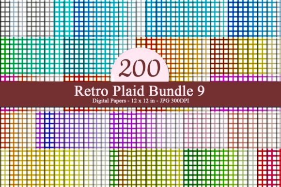 Enhance Your Designs with Retro Plaid Bundle 9 Digital Papers