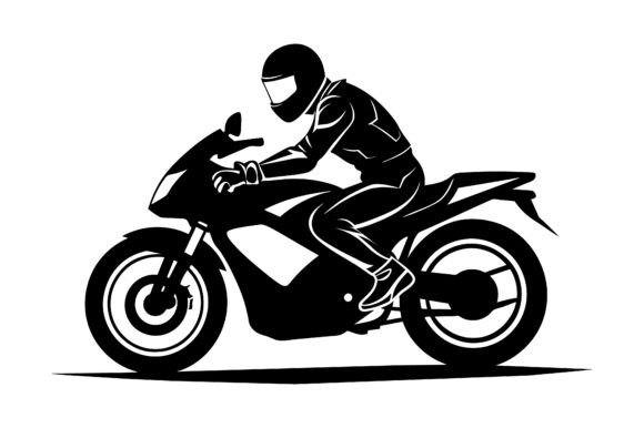 High-Speed Motorcycle Rider Silhouette: A Dynamic Design Element for Creative Projects