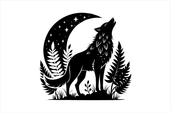 Howling Wolf Silhouette Icon Vector: A Versatile Design Element for Creative Projects