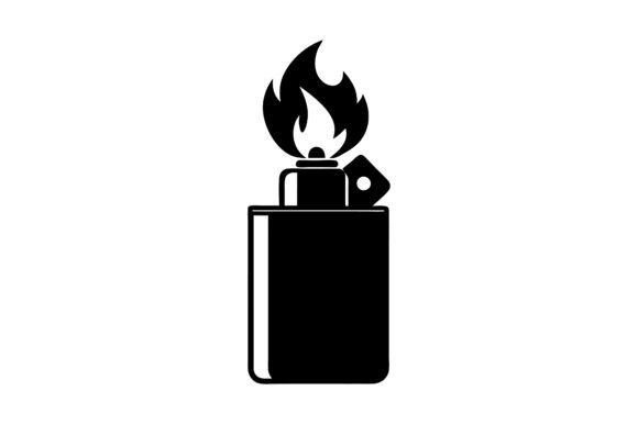 Lighter with Fire Silhouette Vector for Modern Design Projects