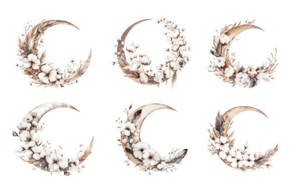 Moon Shaped Wreath with Cotton Flower: A Versatile Design for Creative Projects