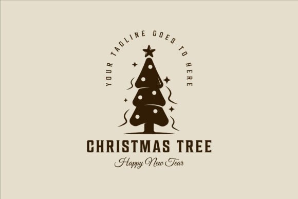 Pine Tree Christmas Logo Vector Vintage